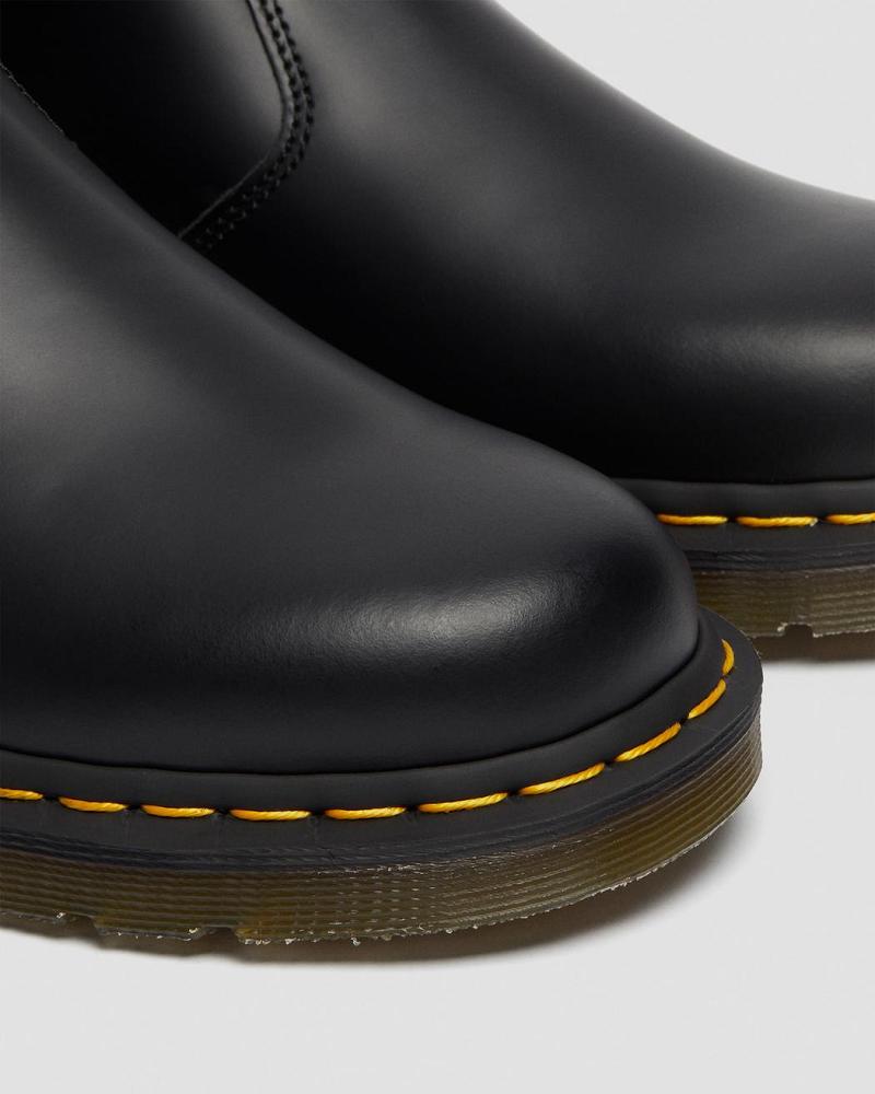 Women's Dr Martens 2976 Yellow Stitch Smooth Leather Chelsea Boots Black | AU 120VRW